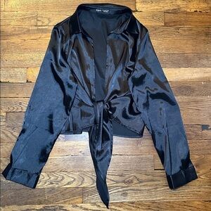 SHEIN Black Satin Blouse